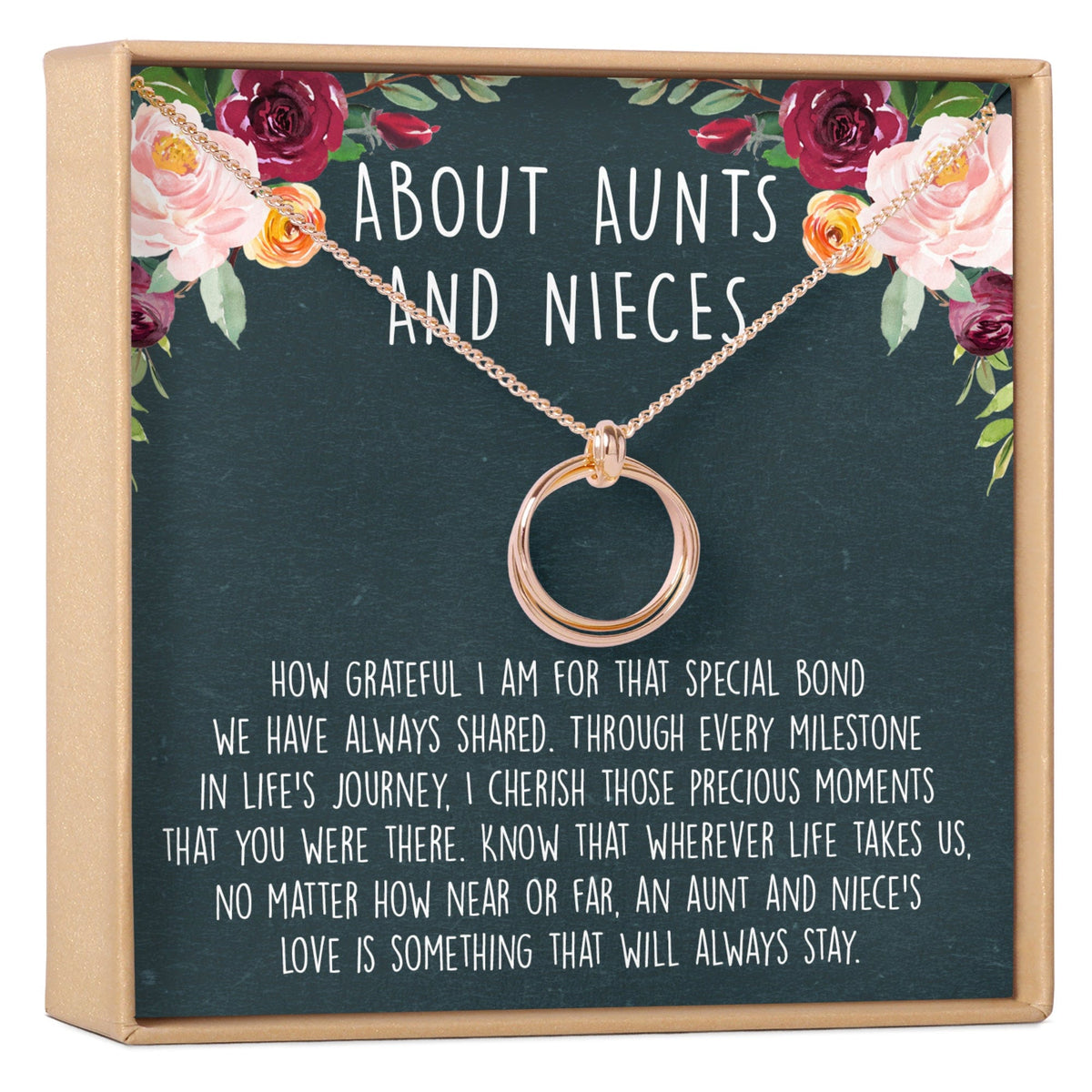 Stacked Circles rose gold-plated aunt and niece necklace