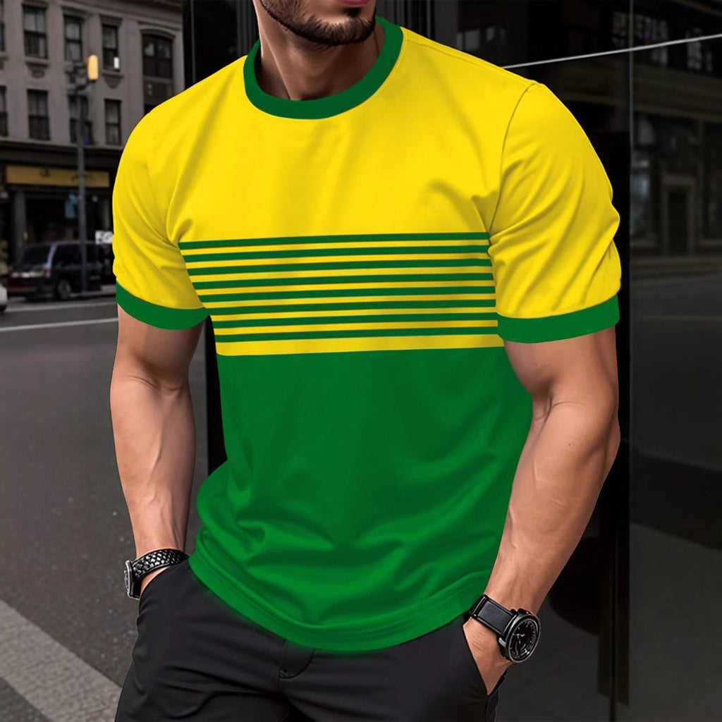 Men’s crew-neck hollow-mesh short-sleeve shirt detail view