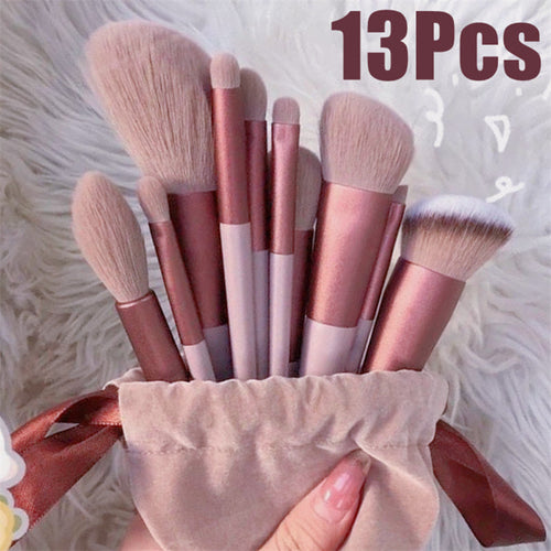 13-piece essential makeup brush set with synthetic bristles