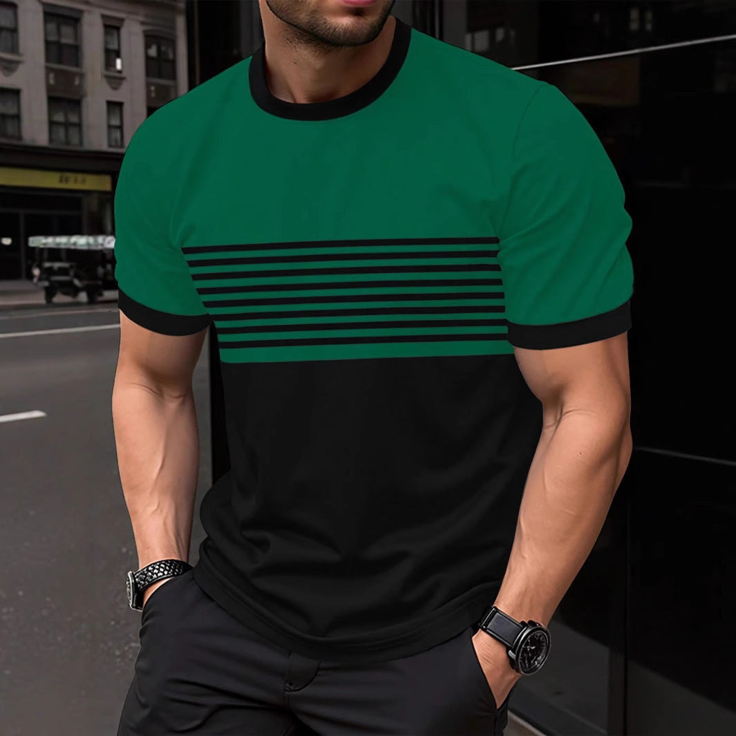 Men’s casual striped mesh short-sleeve shirt styling view