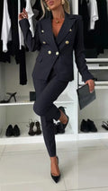 Tailored two-piece blazer and trouser set front styling