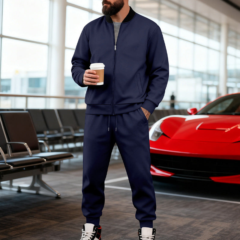 Men’s Zip-Up Baseball Jacket & Pants Set product view 10