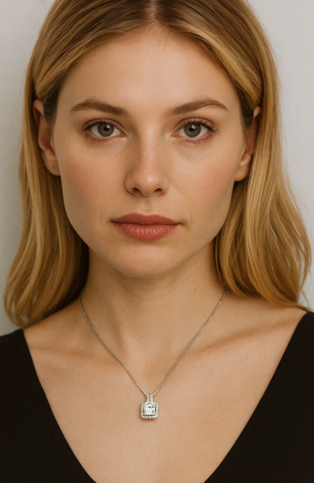 Two Carat Halo Cubic Zirconia Pendant Necklace – product image 4