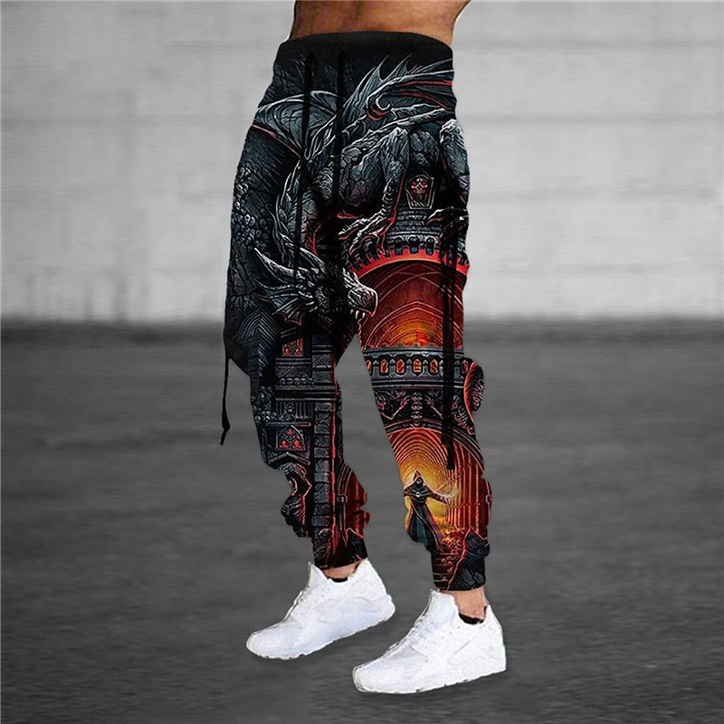 Men’s 3D Animal-Print Drawstring Pants product view 13