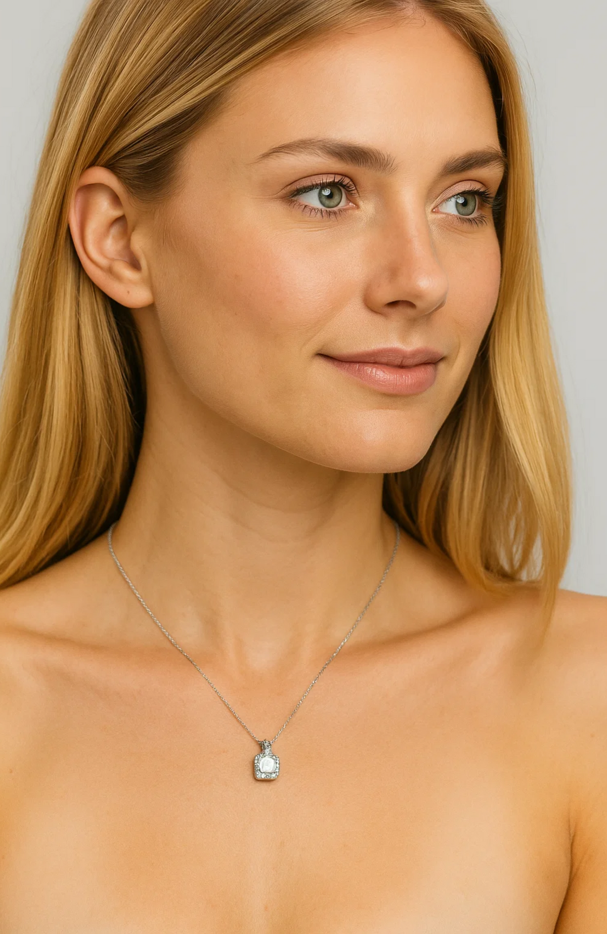 Two Carat Halo Cubic Zirconia Pendant Necklace – product image 5