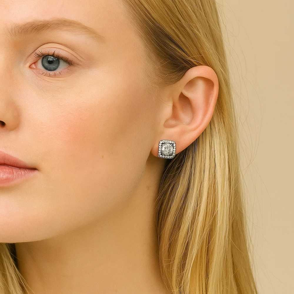 Katlyn cubic zirconia stud earrings detail view