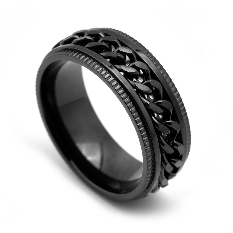 Men’s rotatable chain gear stainless steel ring – alternate view