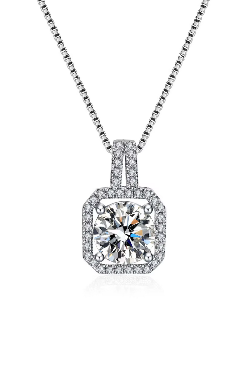 Two Carat Halo Cubic Zirconia Pendant Necklace – product image 8