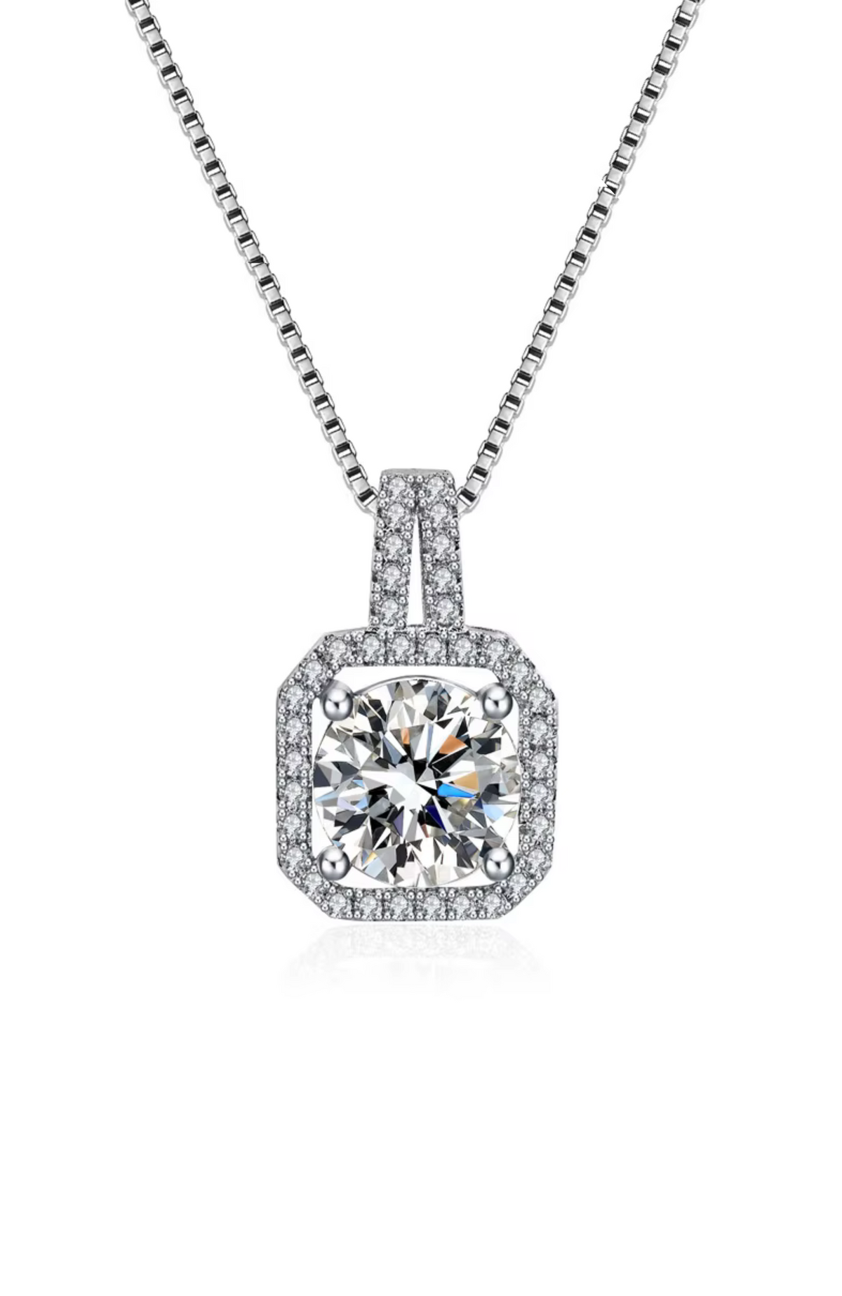 Two Carat Halo Cubic Zirconia Pendant Necklace – product image 8