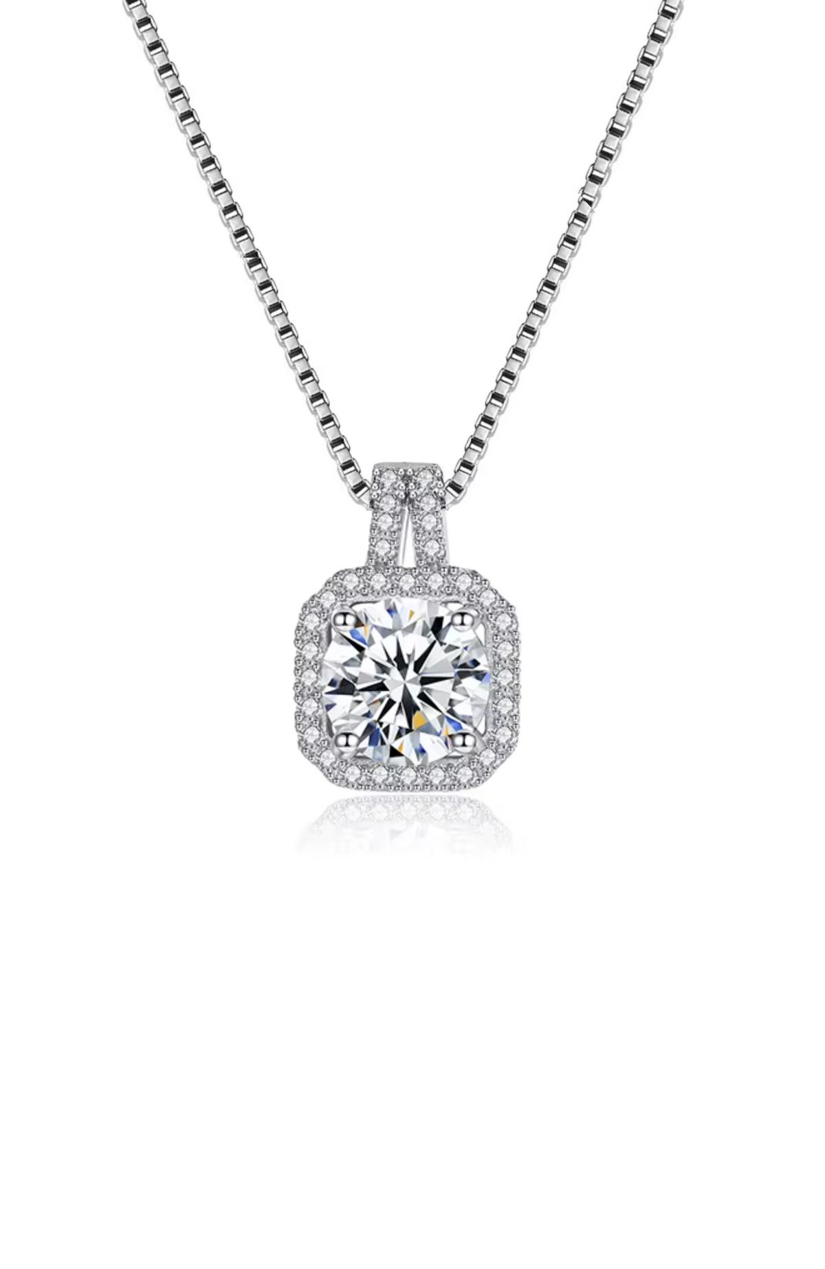 Two Carat Halo Cubic Zirconia Pendant Necklace – product image 9