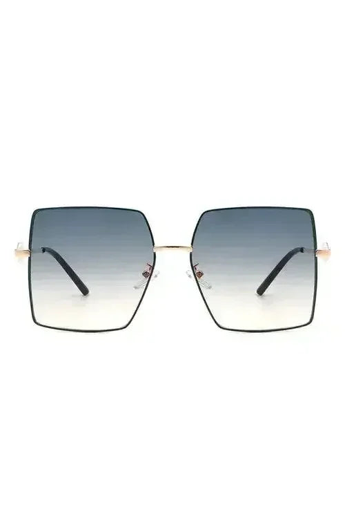 Oversized square metal frame sunglasses