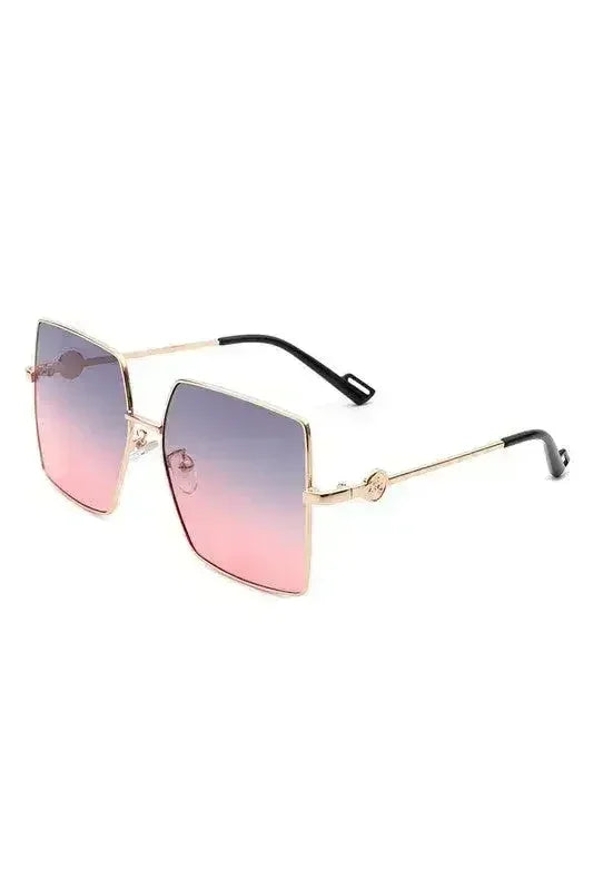 Flat top square sunglasses with oversized lenses