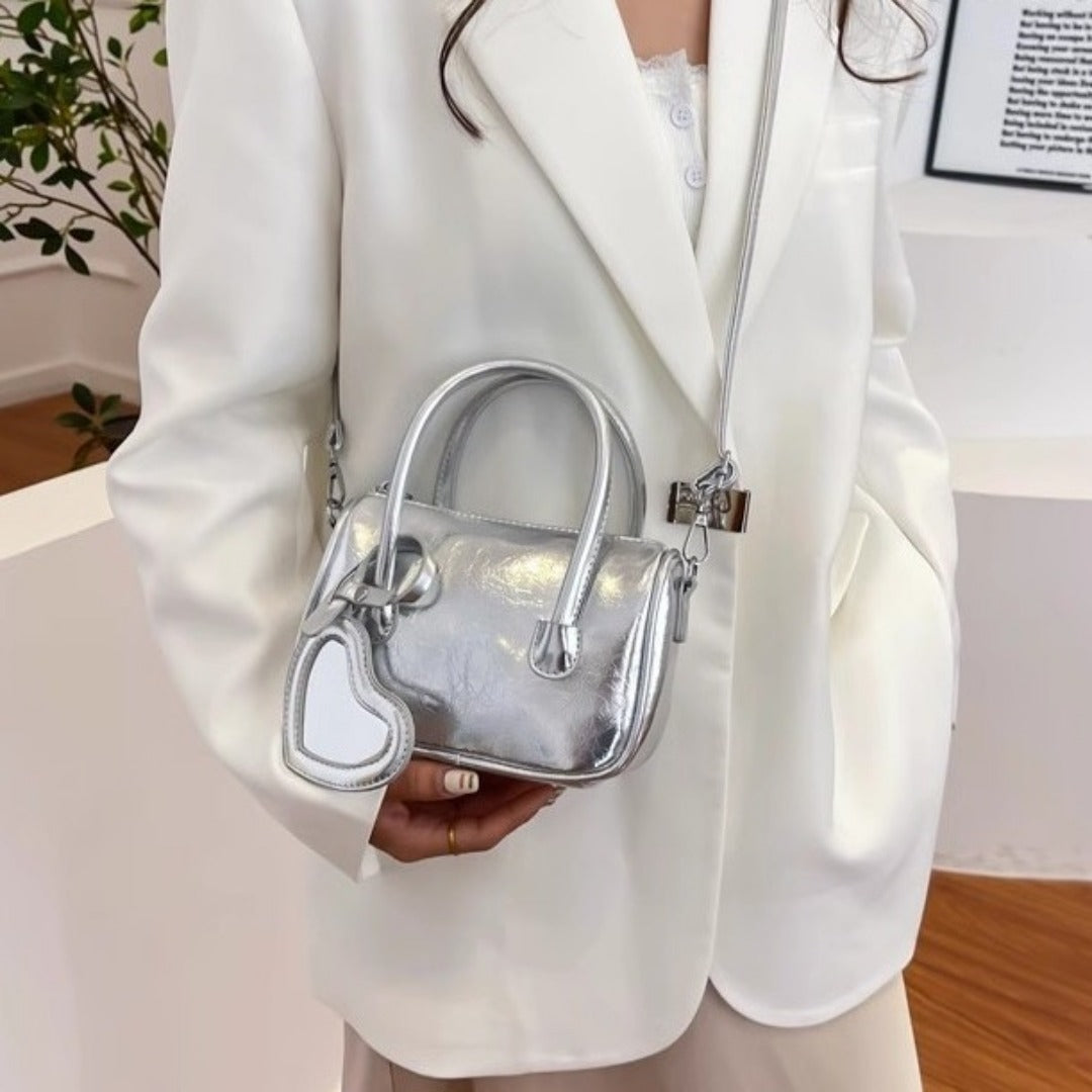 Silver Mini Tote Crossbody Bag – product view 6