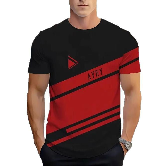Men’s striped polyester mesh shirt product view