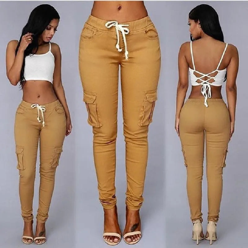 Women’s Elastic Drawstring Pencil Pants – product view 1