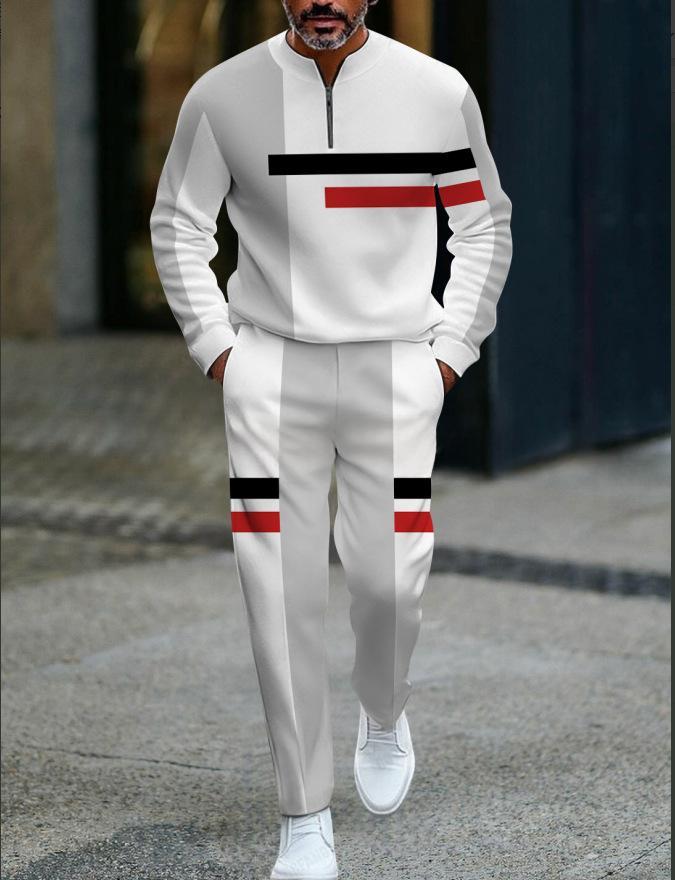 Men’s half-zip two-piece top and pants set detail view 2
