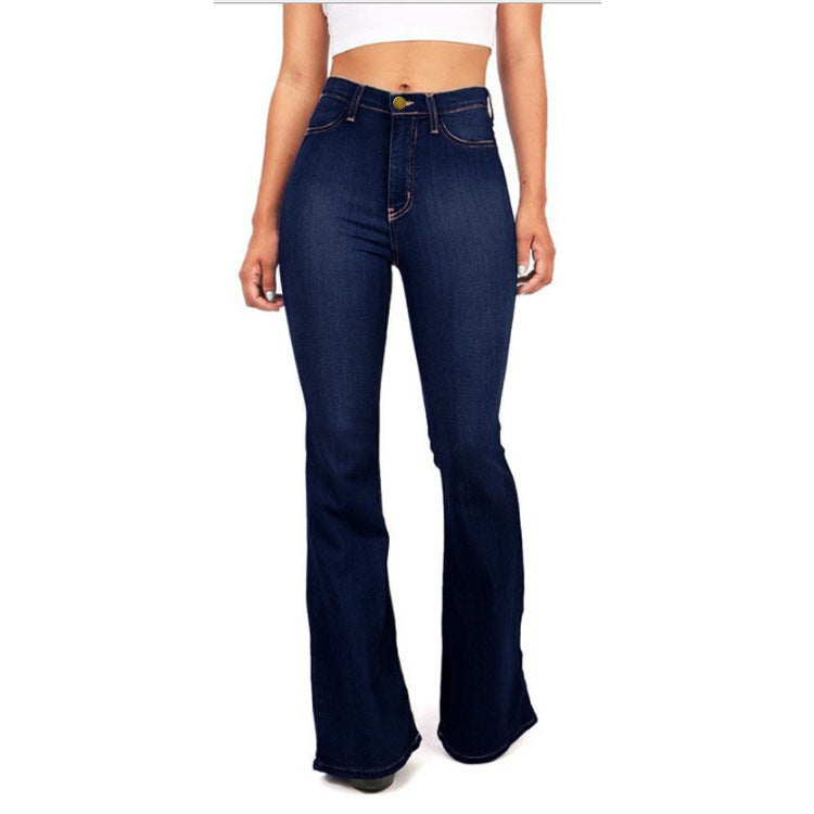 Stretch Bell-Bottom Denim Jeans styling detail