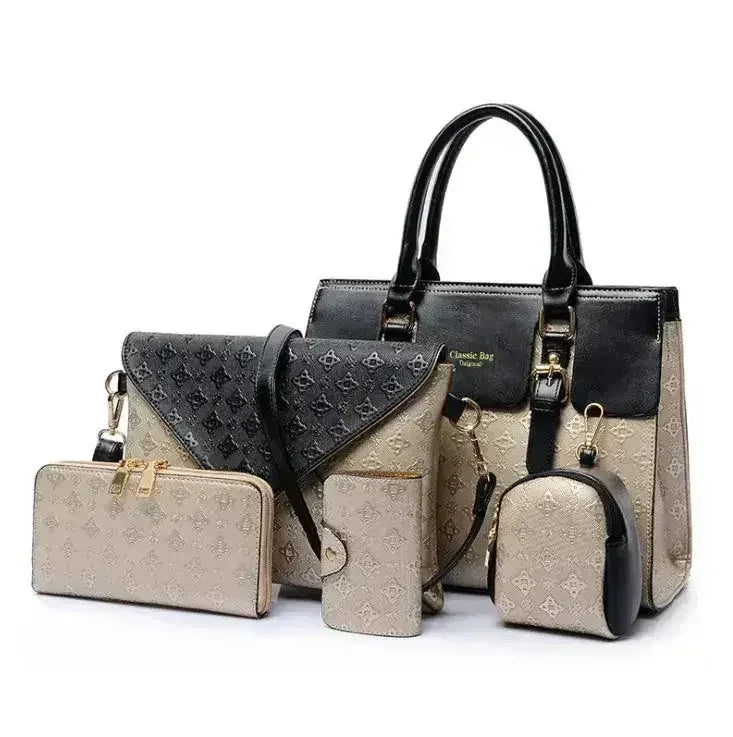 Black multi-piece structured handbag set