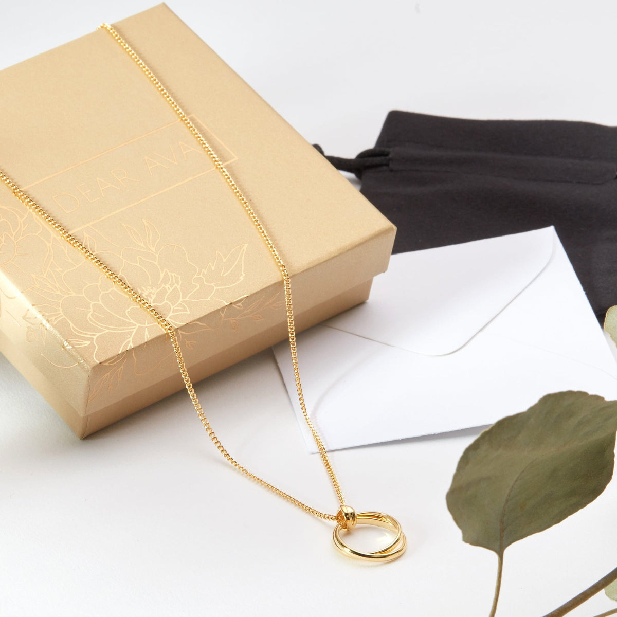 Stacked Circles gold-plated aunt and niece necklace product view