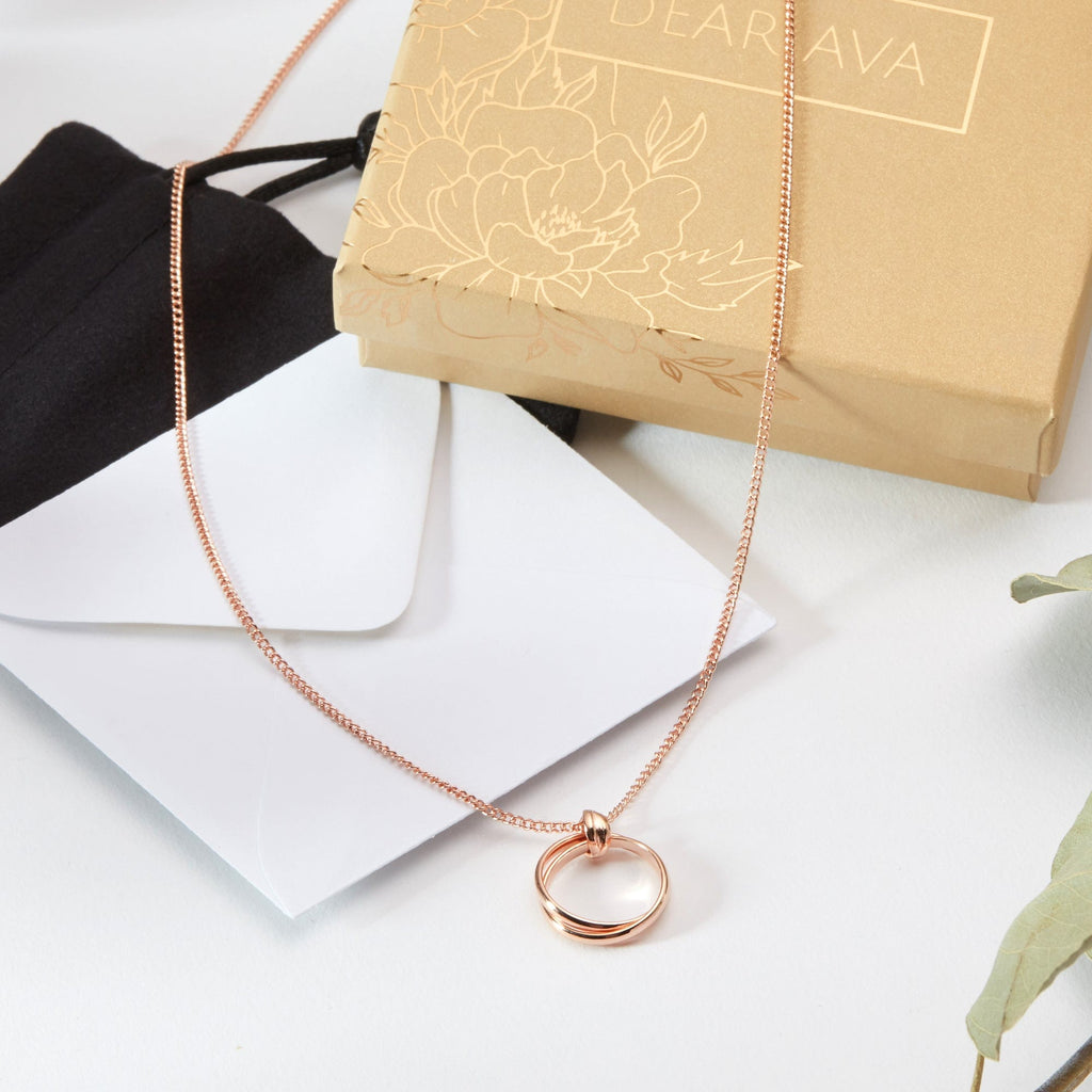 Stacked Circles rose gold-plated aunt and niece necklace product view