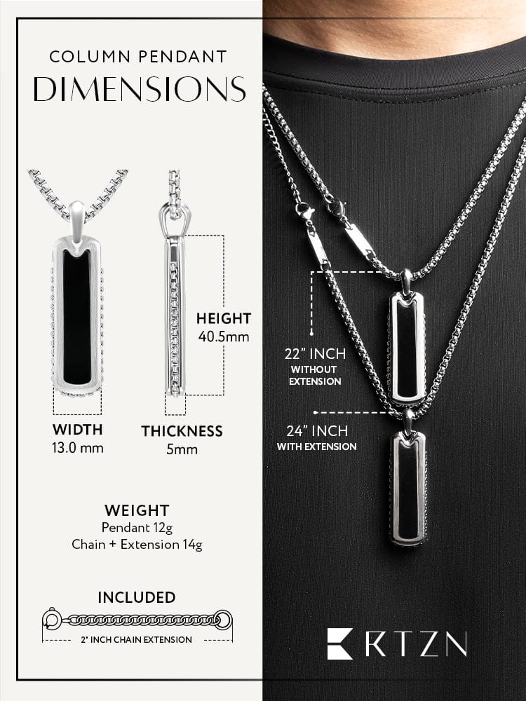 RTZN black onyx necklace box-chain detail