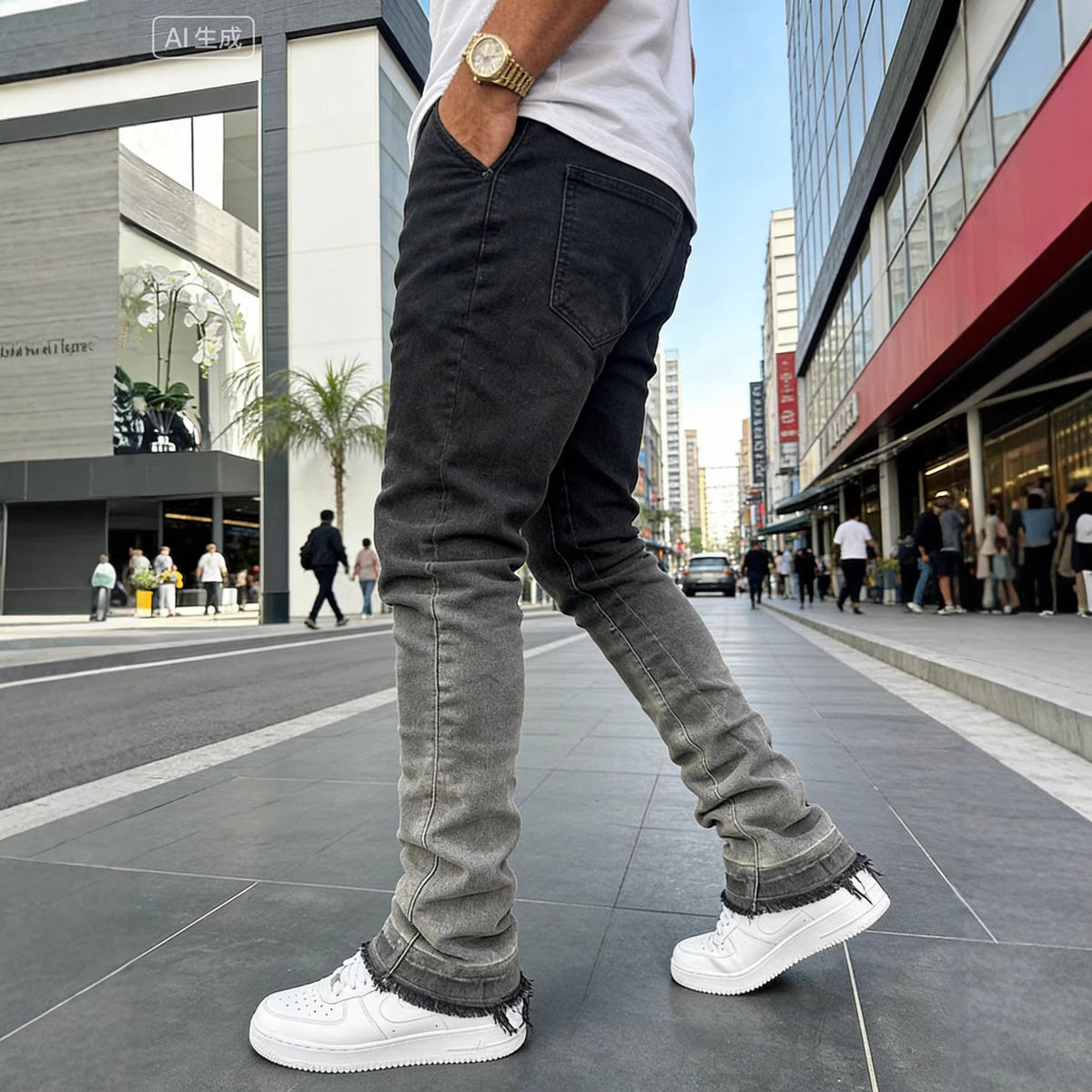 Men’s gradient-wash slim jeans – alternate product view