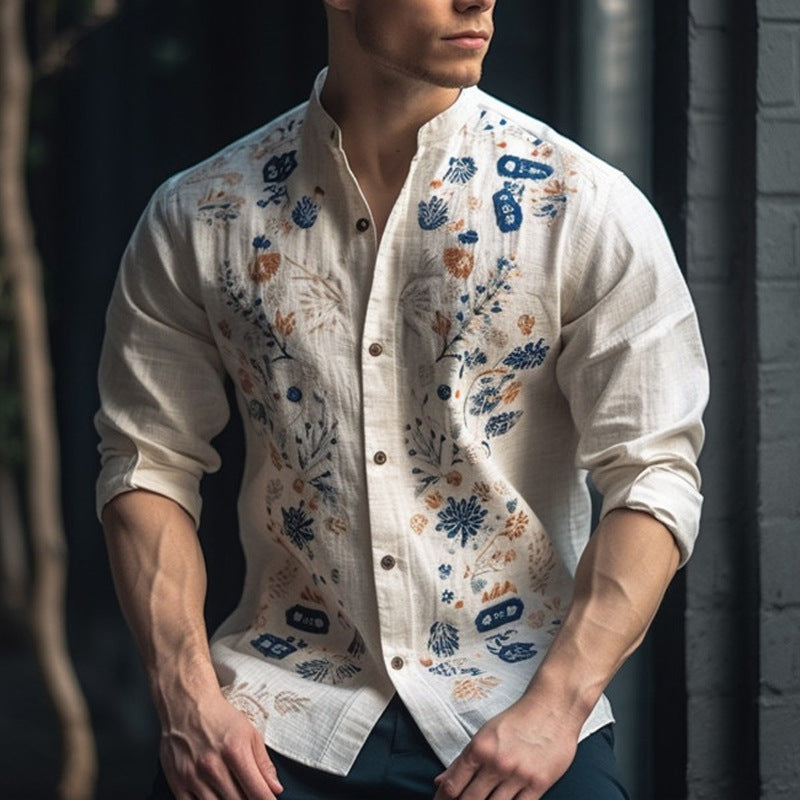 Men’s Breathable Long-Sleeve Printed Shirt – print design preview 7