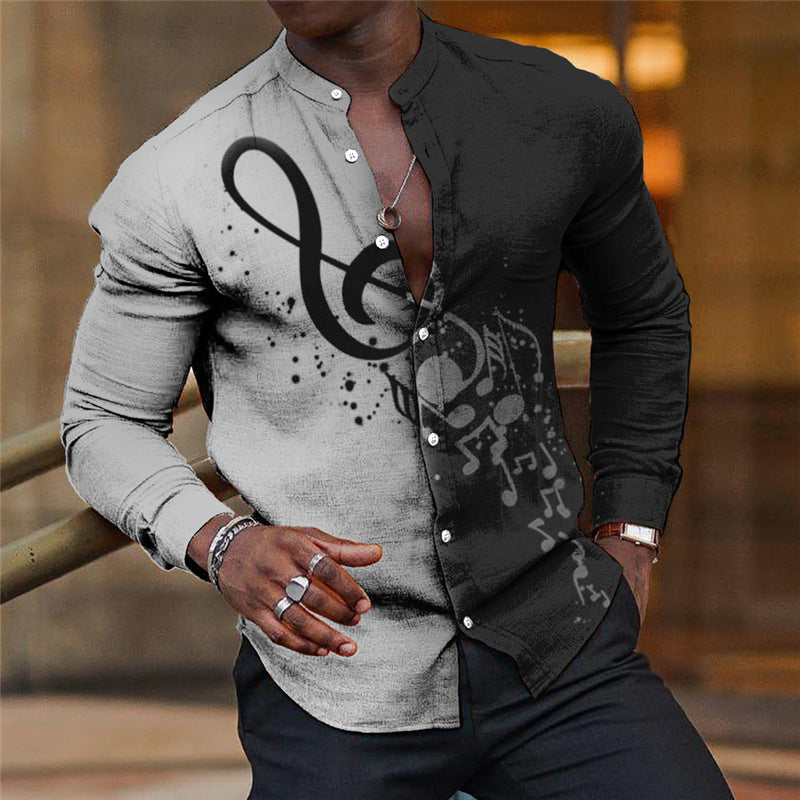 Men’s Breathable Long-Sleeve Printed Shirt – print design preview 1