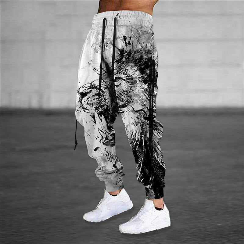 Men’s 3D Animal-Print Drawstring Pants product view 4