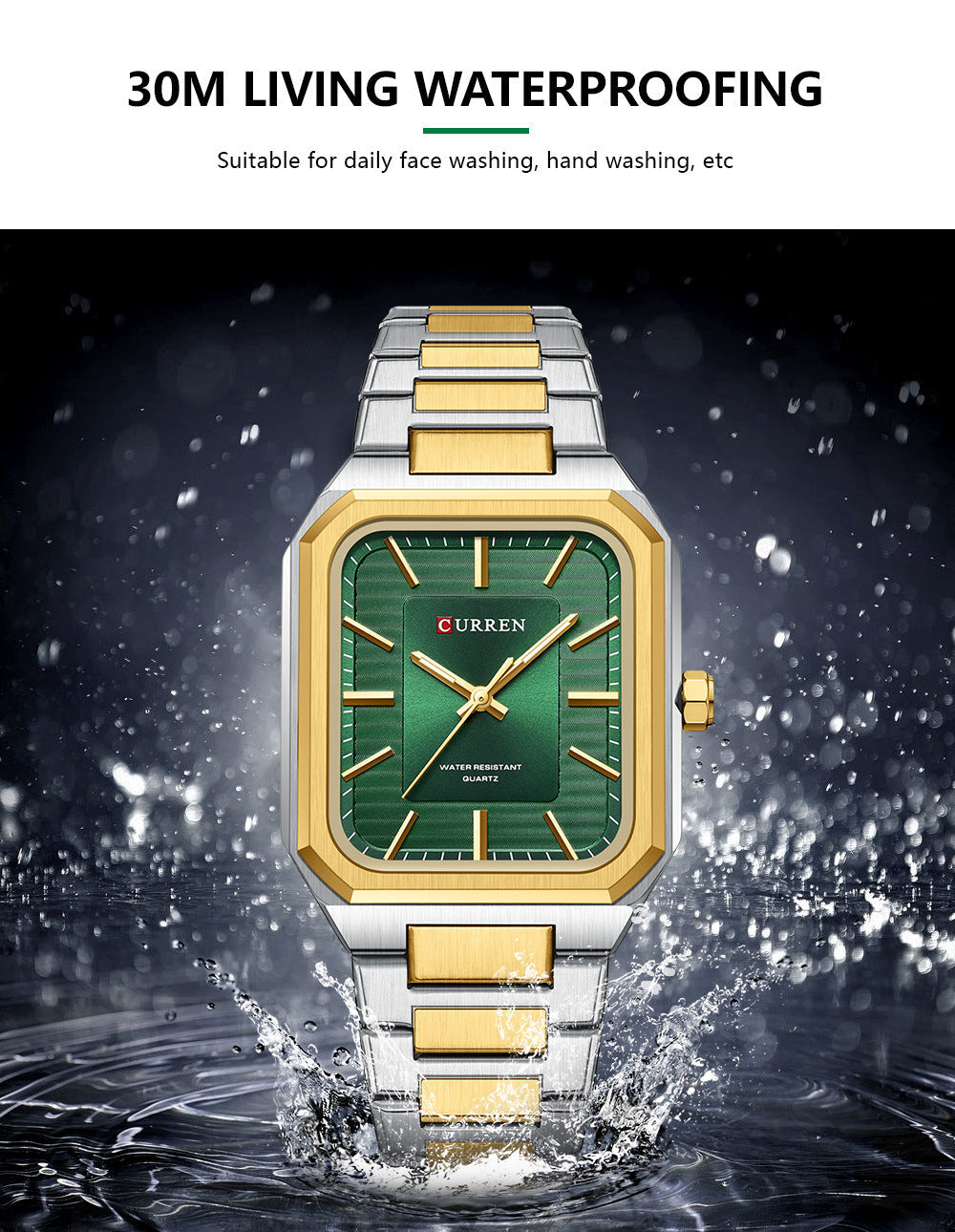 Men’s square quartz watch, alternate product view