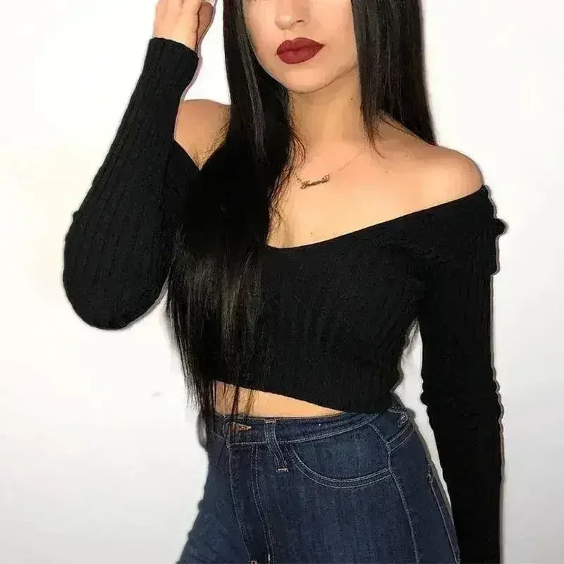 Women’s off-shoulder cotton-blend crop top - product view 4
