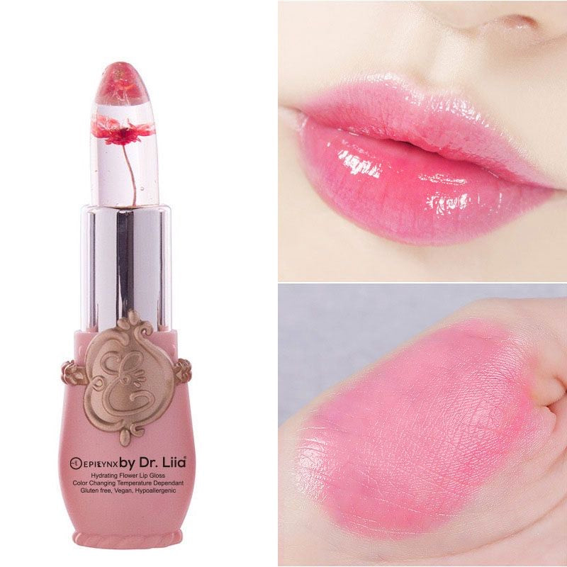Color-changing lip gloss tube and flower design