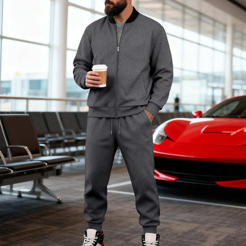 Men’s Zip-Up Baseball Jacket & Pants Set product view 6
