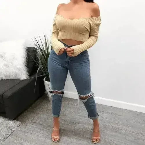 Women’s off-shoulder cotton-blend crop top - product view 14