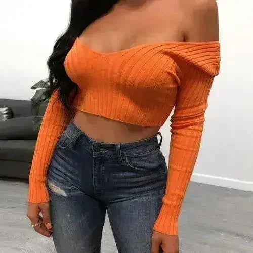 Women’s off-shoulder cotton-blend crop top - product view 12