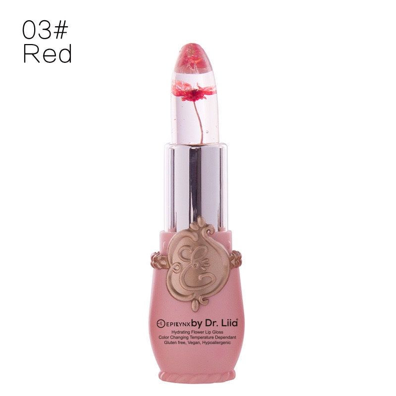 Hydrating lip gloss with squalane and decorative flower