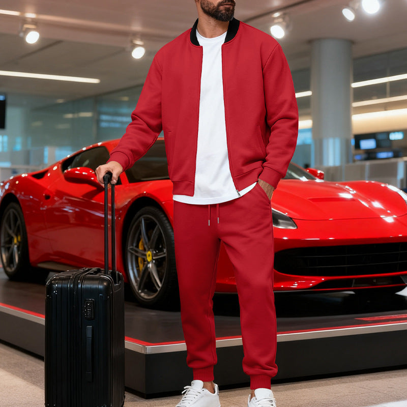 Men’s Zip-Up Baseball Jacket & Pants Set product view 3