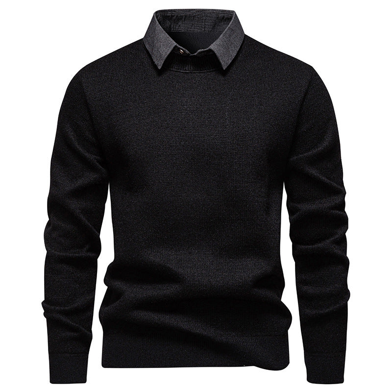 Men’s Layered-Look Fleece-Lined Sweater product view 7
