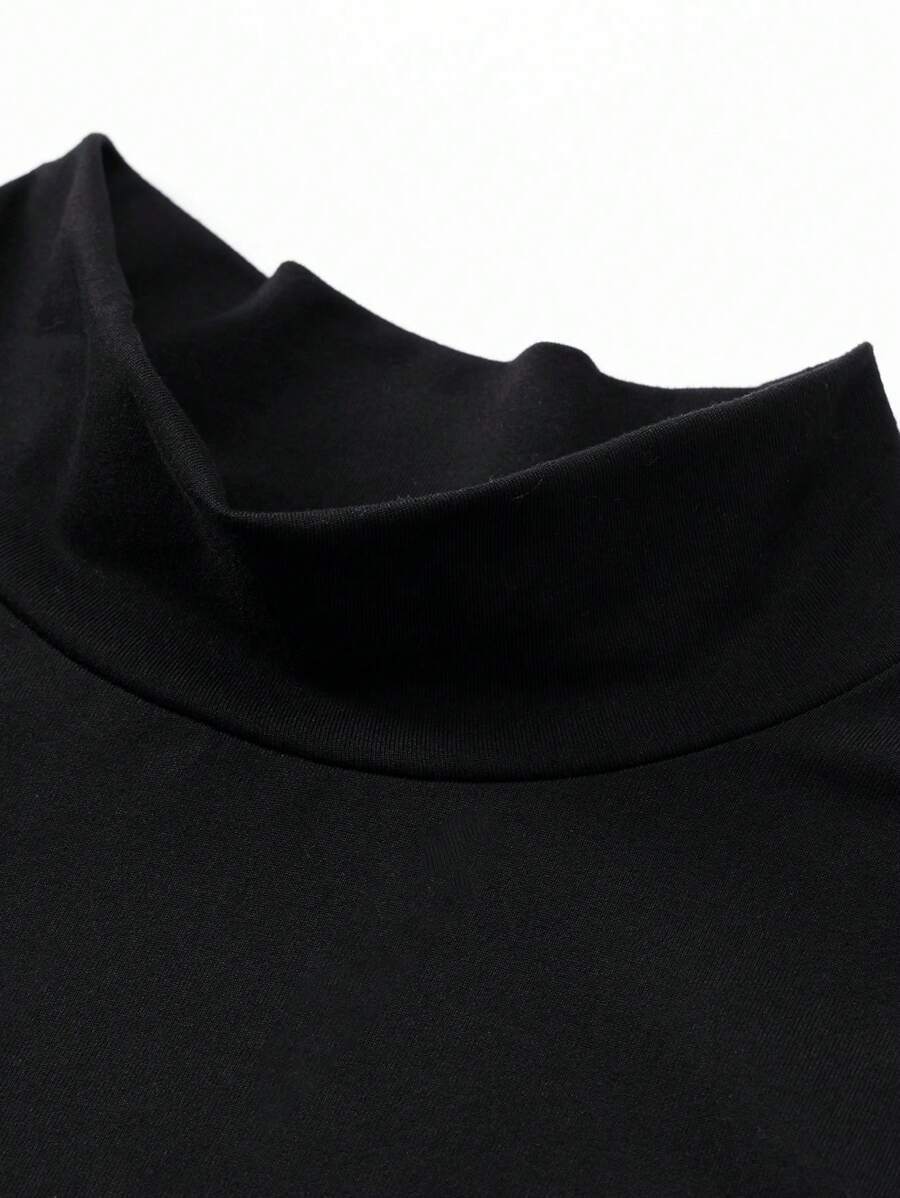 Black ruched side-slit midi dress alternate model view