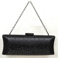 Studded crystal satin evening clutch in Black