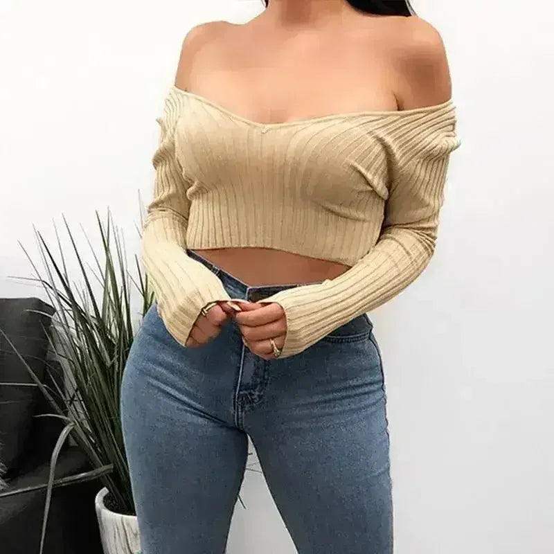 Women’s off-shoulder cotton-blend crop top - product view 6