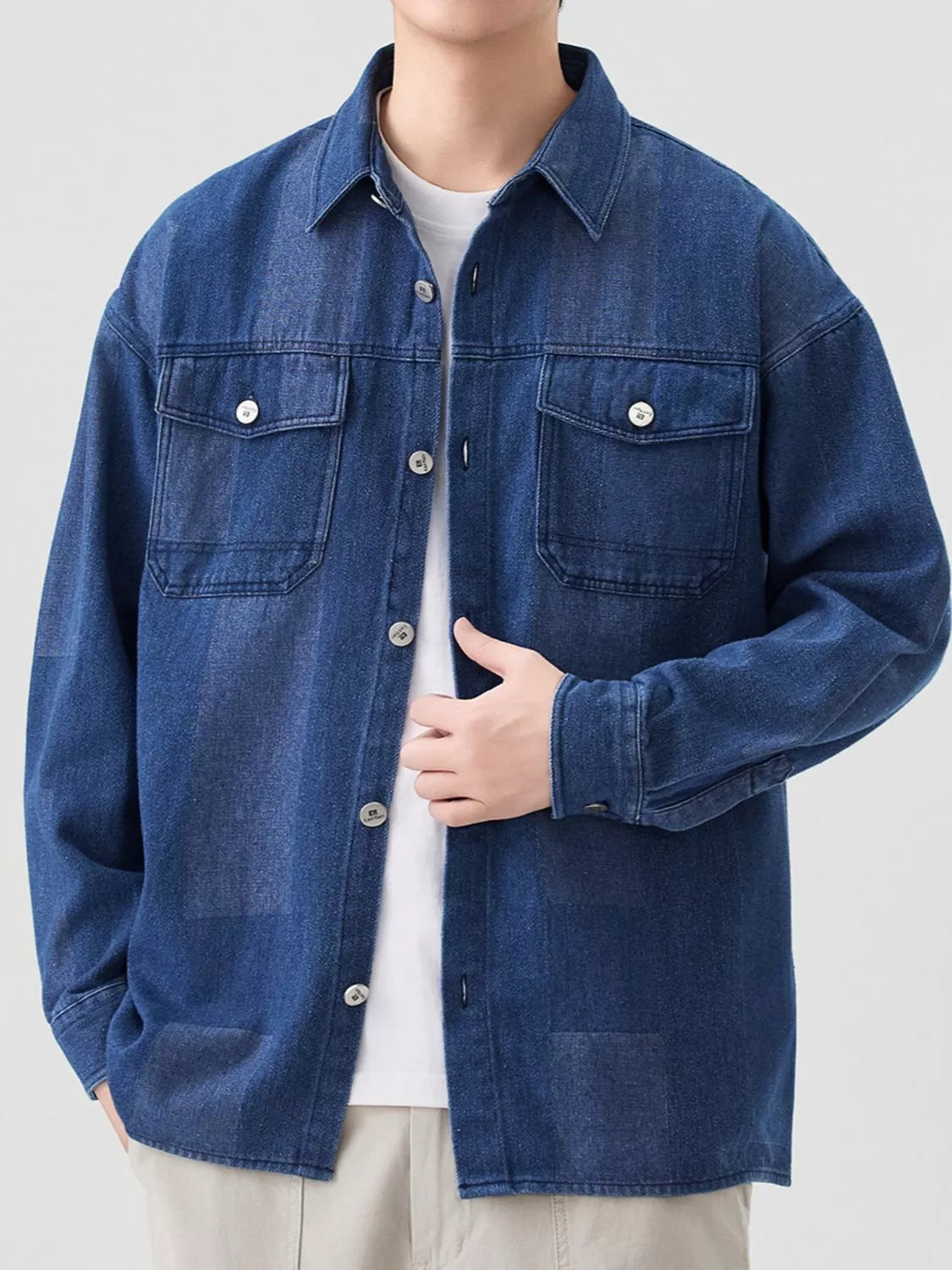 Men’s plus-size urban button-up denim jacket product image 4
