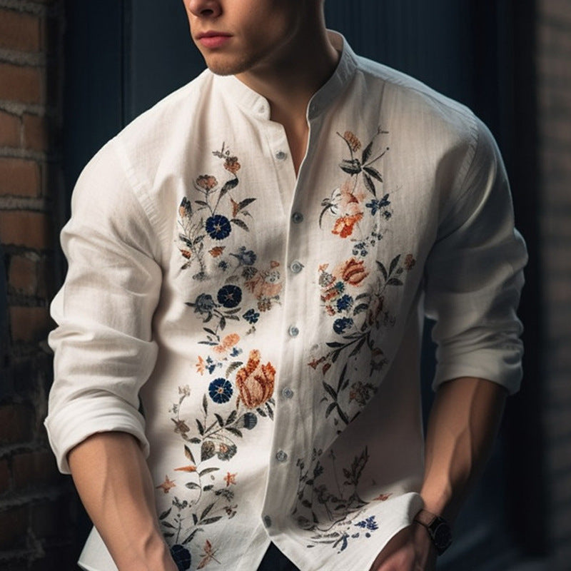 Men’s Breathable Long-Sleeve Printed Shirt – print design preview 9