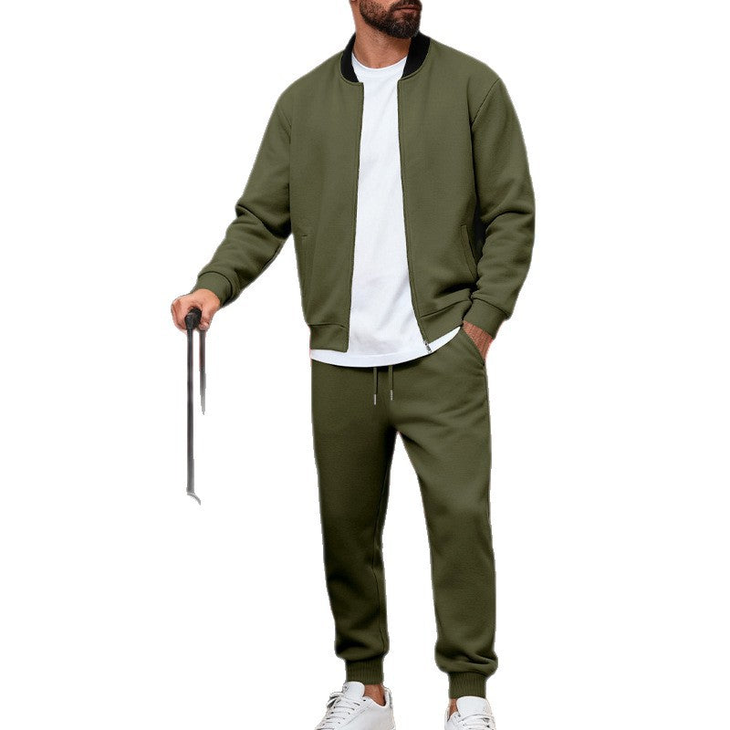 Men’s Zip-Up Baseball Jacket & Pants Set product view 5