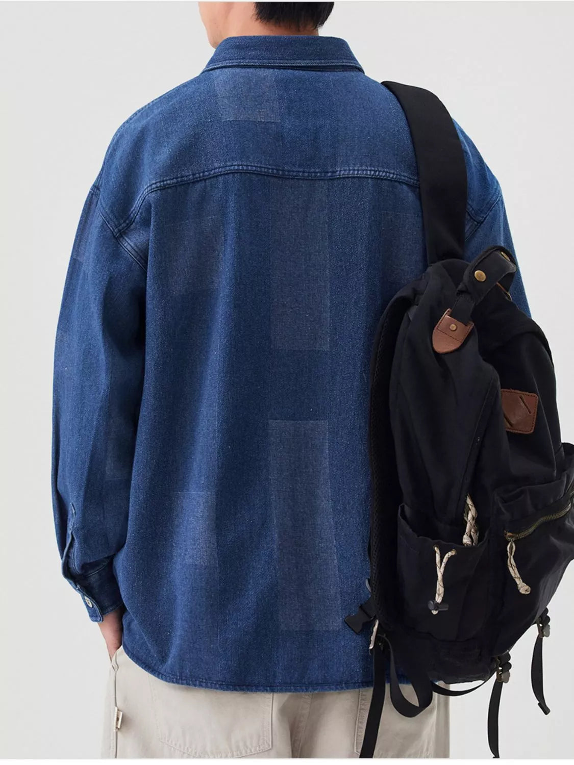 Men’s plus-size urban button-up denim jacket product image 5