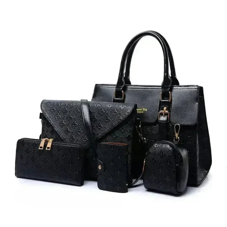 Multi-piece structured handbag set detail view