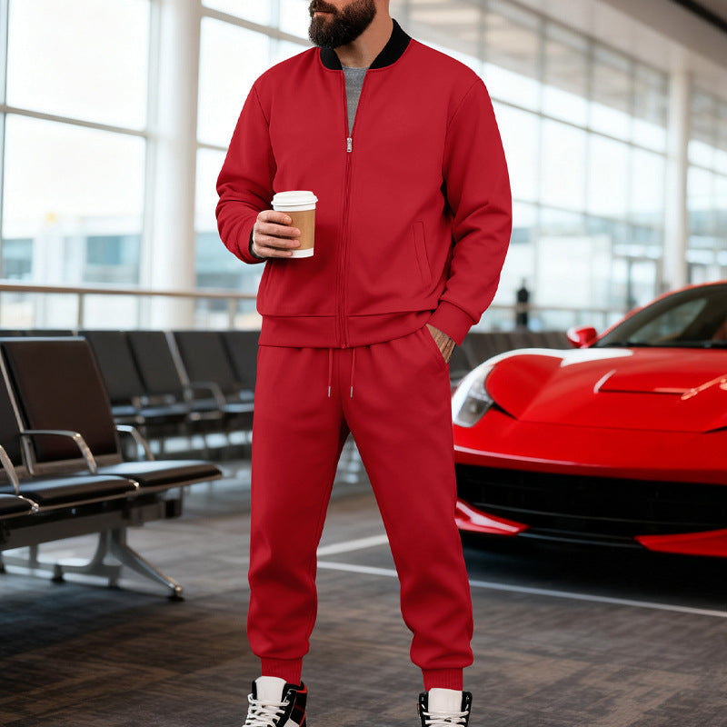 Men’s Zip-Up Baseball Jacket & Pants Set product view 7