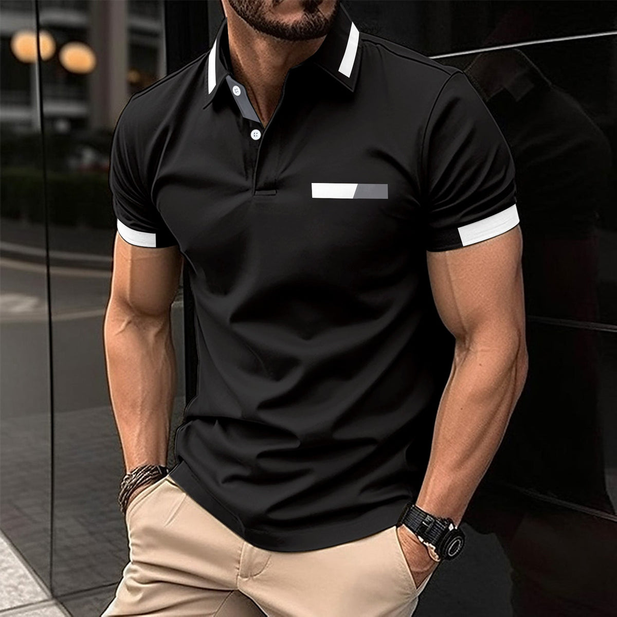 Men’s Striped Short-Sleeve Polo Shirt product view 14