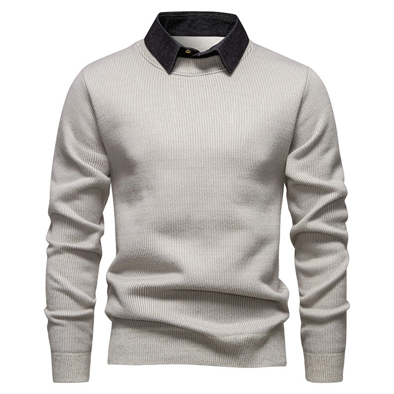 Men’s Layered-Look Fleece-Lined Sweater product view 6