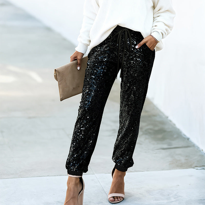 High-Waist Straight-Leg Trousers full-length view
